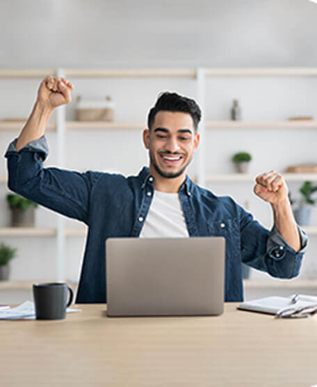 Client celebrating after getting approved
