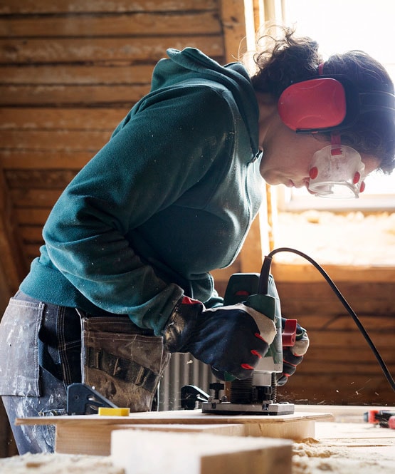 Home renovation work with power tools